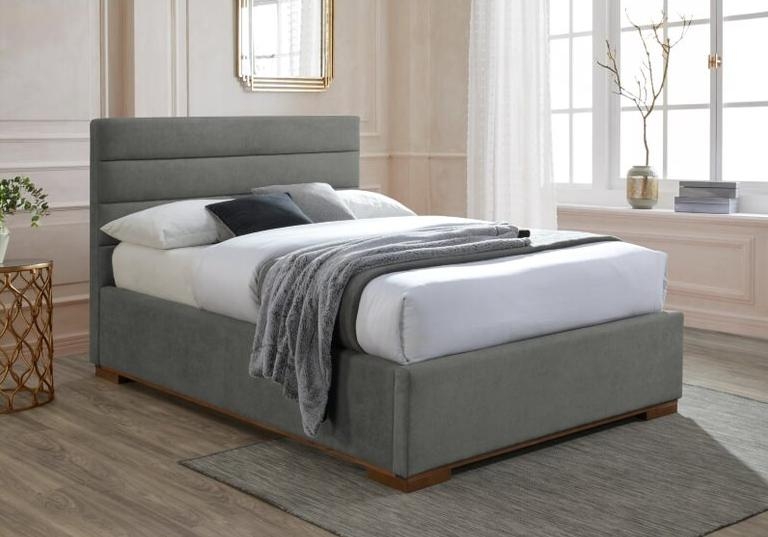 Time Living Mayfair Ottoman Light Grey Fabric Bed