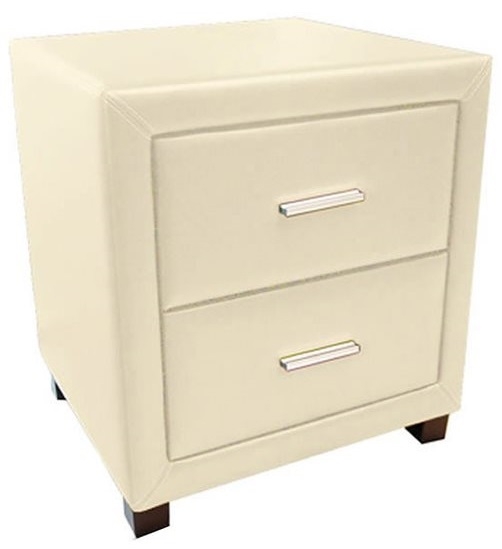 Time Living Dorset Cream Faux Leather 2 Drawer Bedside Cabinet