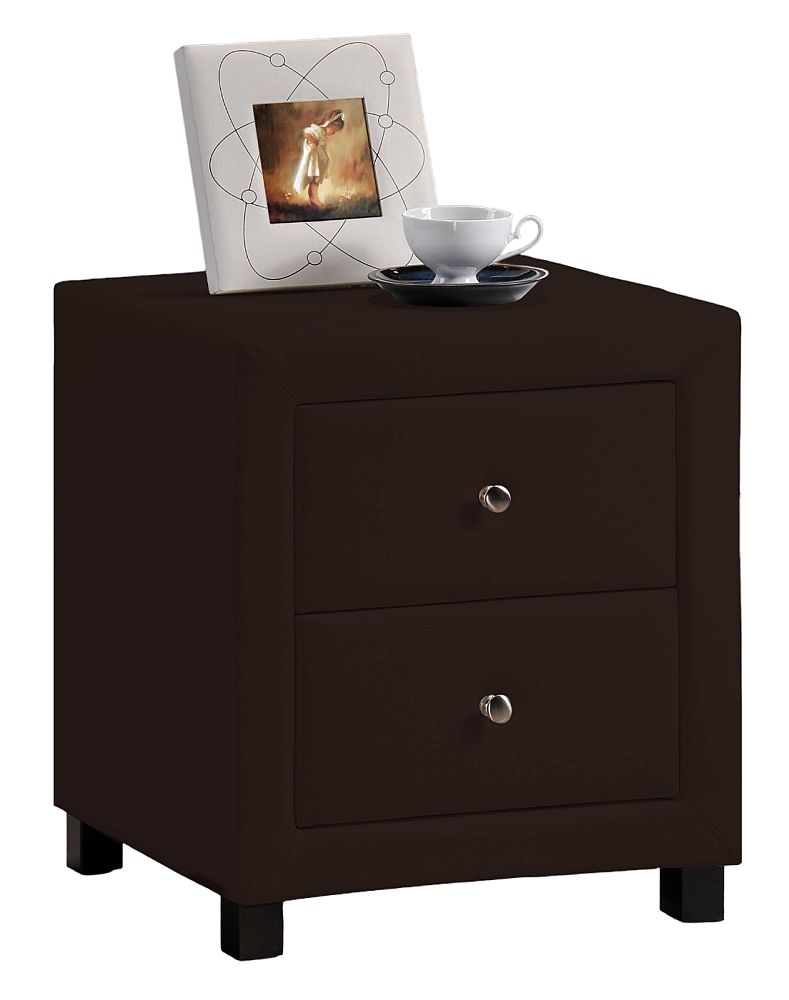 Time Living Chelsea Brown Faux Leather 2 Drawer Bedside Cabinet