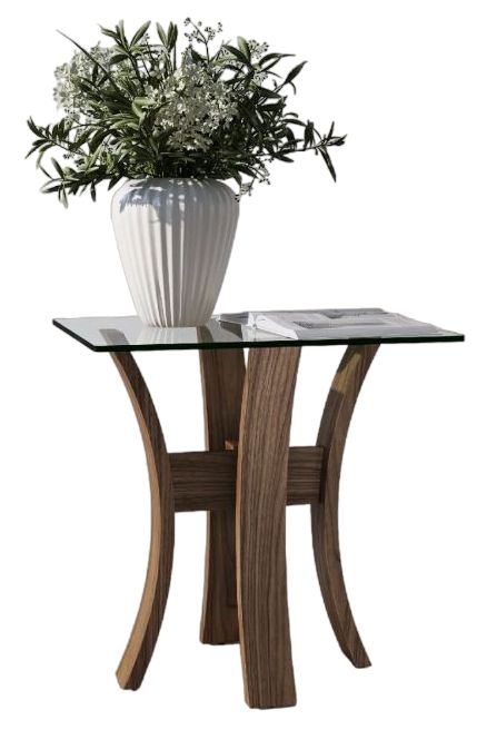 Tom Schneider Sienna Walnut Glass Top Lamp Table