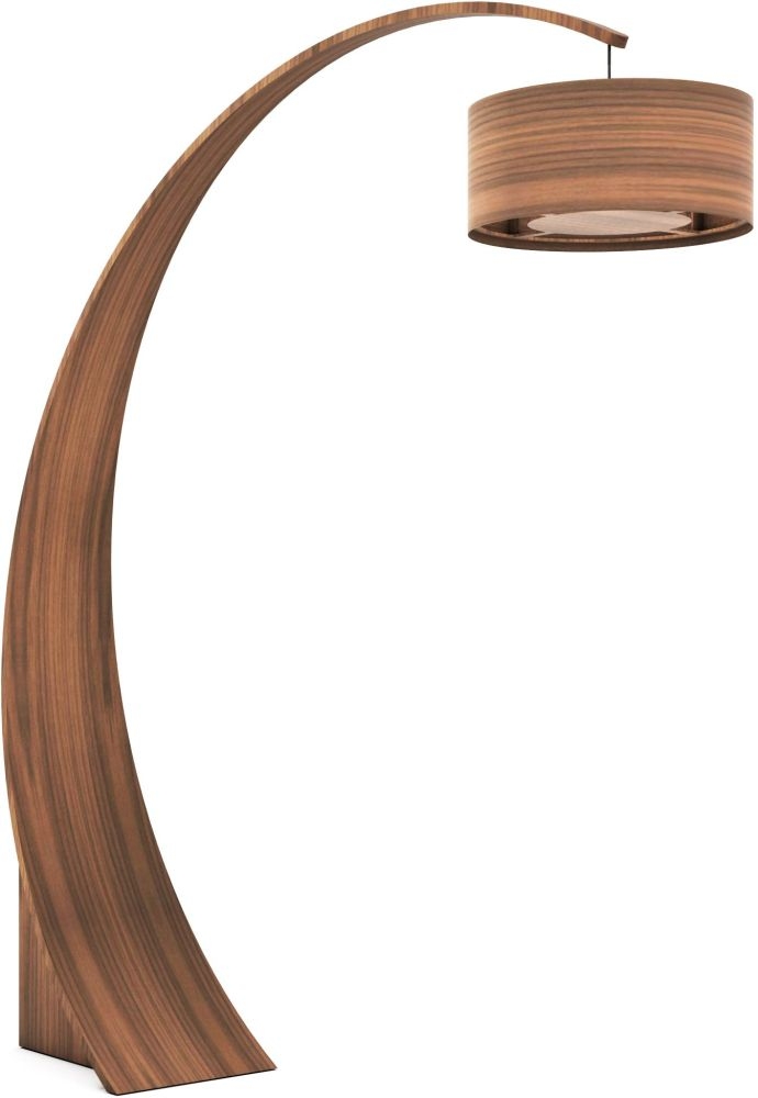 Tom Schneider Swoop Floor Light With Wooden Shade