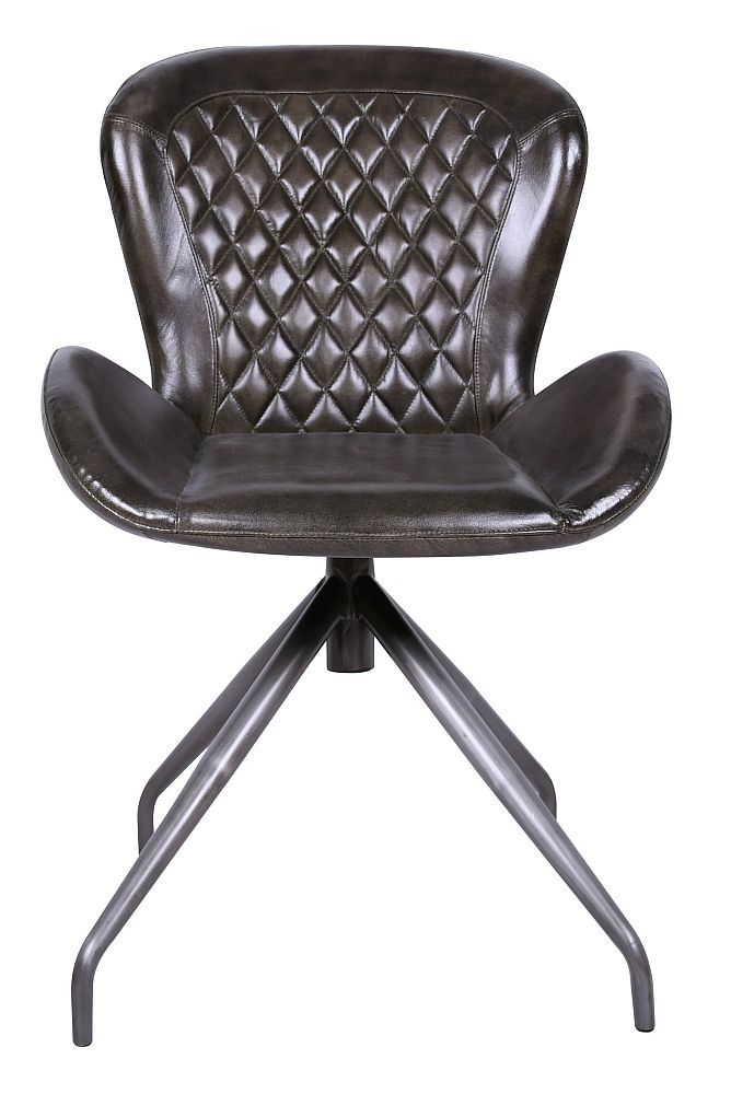 Aleah Black Dining Chair Genuine Leather With Metal Legs Sold In Pairs