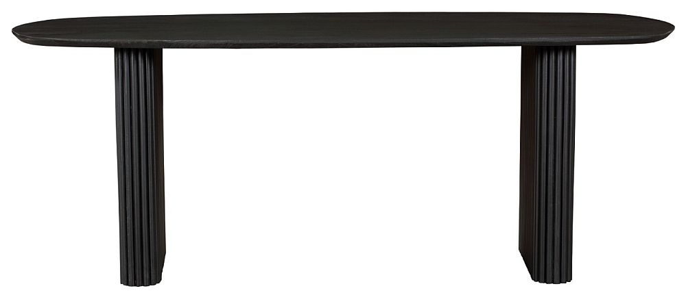 Carra Black Fluted Double Pedestal Oval Dining Table