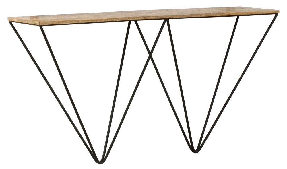 Cosgrove Industrial Chic Console Table Mango Wood With Black Metal Hairpin Legs