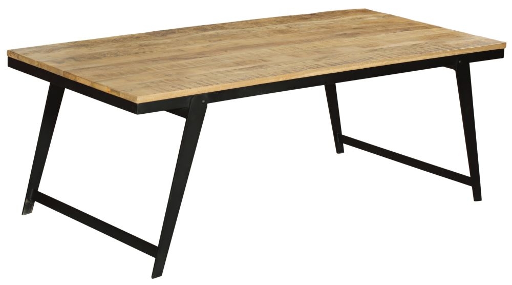 Cosgrove Industrial Chic Dining Table 220cm Seats 8 To 10 Diners Mango Wood With Black Metal