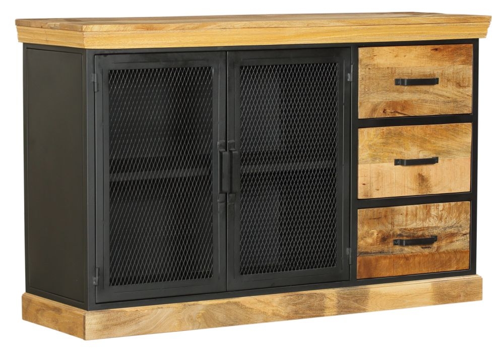 Cosgrove Industrial Chic Large Sideboard Mango Wood With Black Metal 140cm