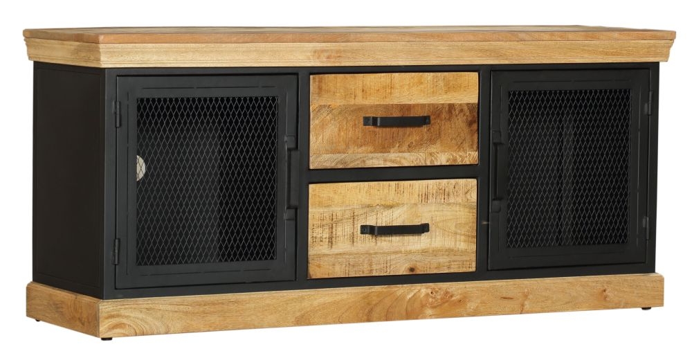Cosgrove Industrial Chic Tv Unit Mango Wood With Black Metal