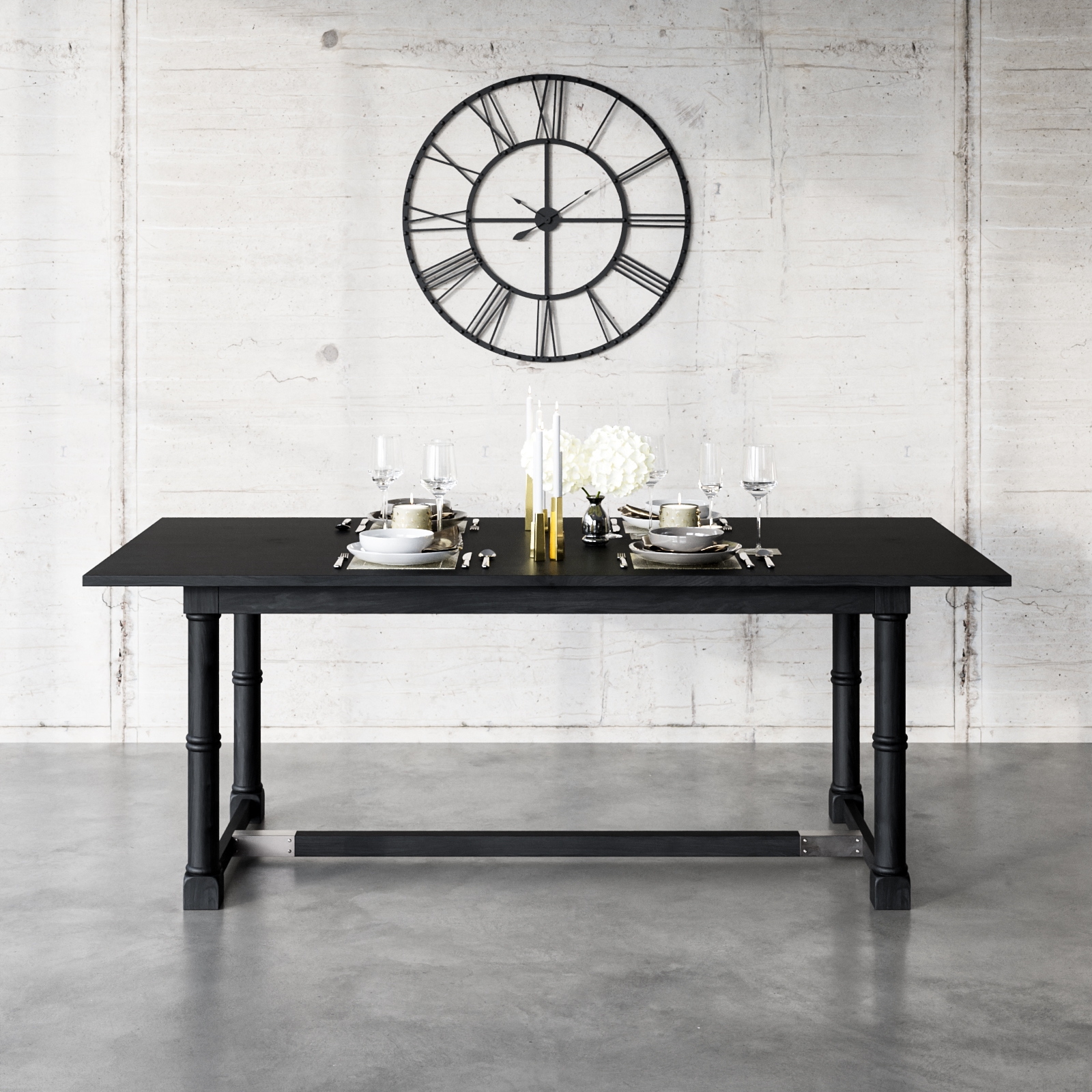 Country Mango Wood Black 200cm Dining Table