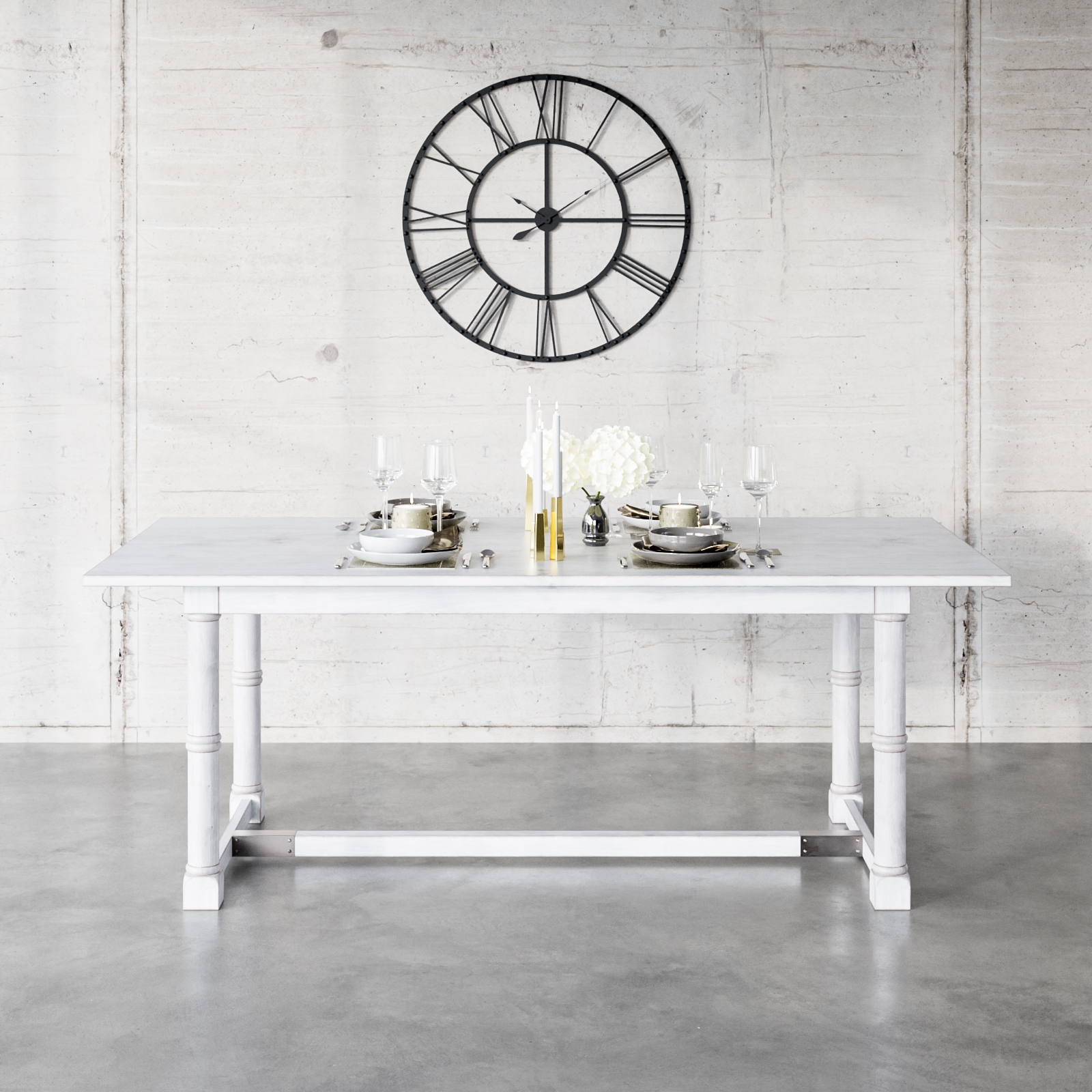 Country Mango Wood White Washed 200cm Dining Table