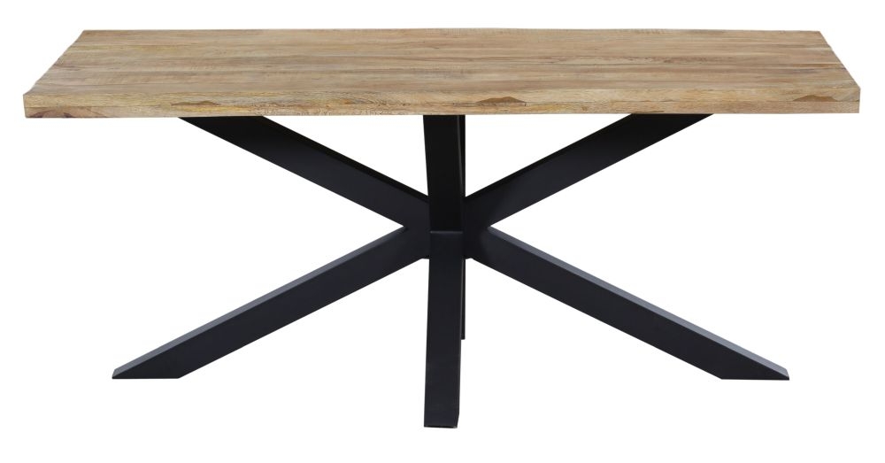 Fargo 6 Seater Industrial Dining Table Rustic Mango Wood With Black Spider Legs
