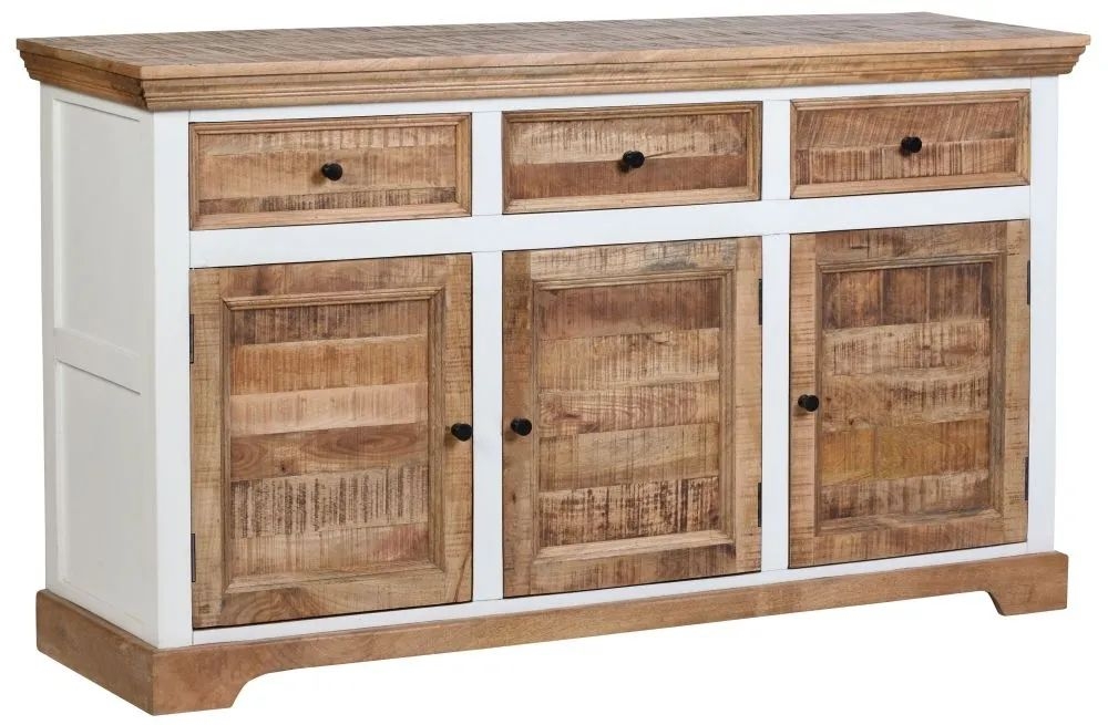 Farmhouse Mango Wood Large Sideboard Natural And White