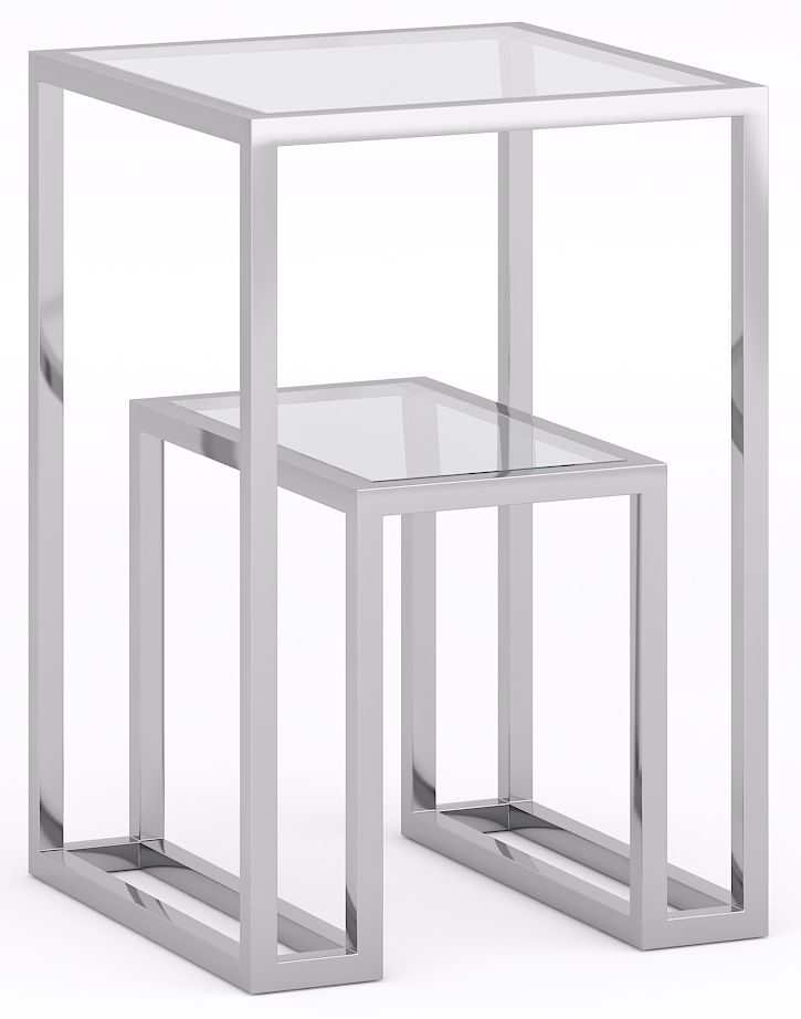 Knightsbridge Glass And Chrome Square Side Table