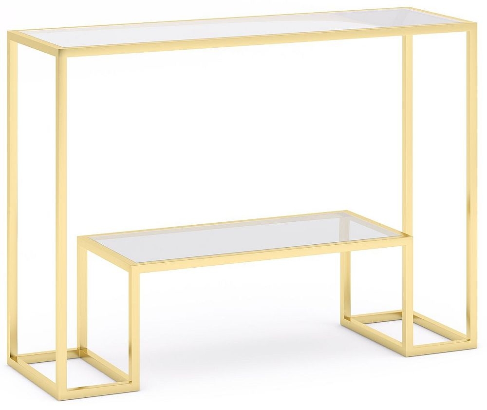 Knightsbridge Glass And Gold Console Table