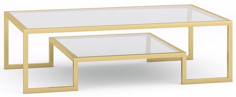 Knightsbridge Glass And Gold Square Coffee Table