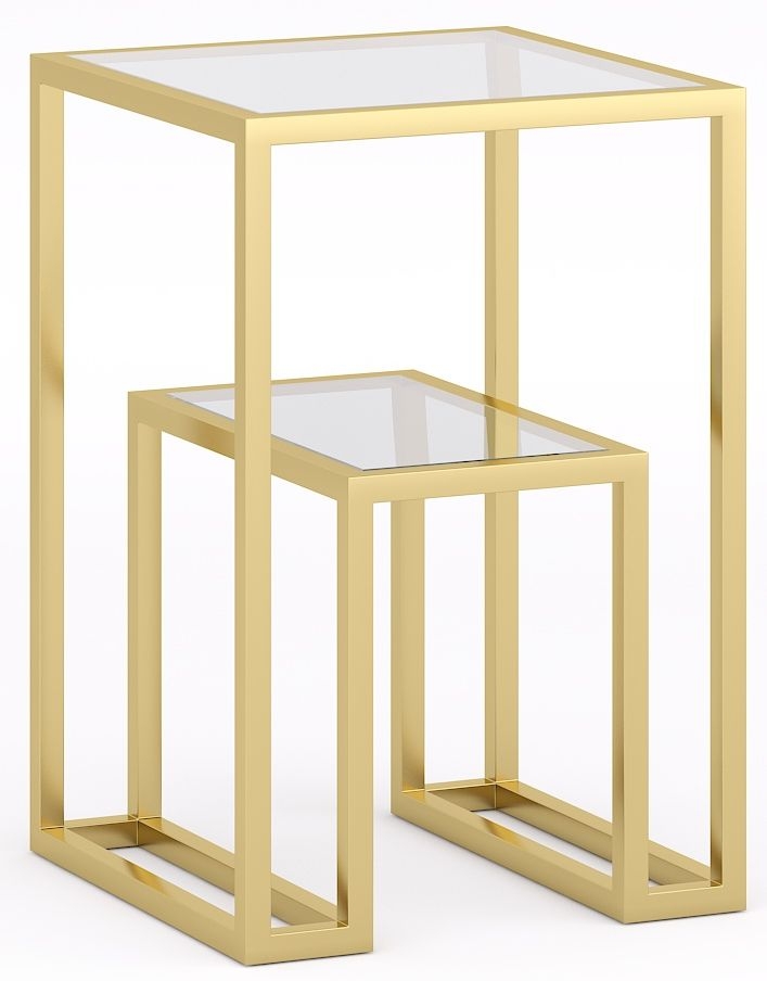 Knightsbridge Glass And Gold Square Side Table