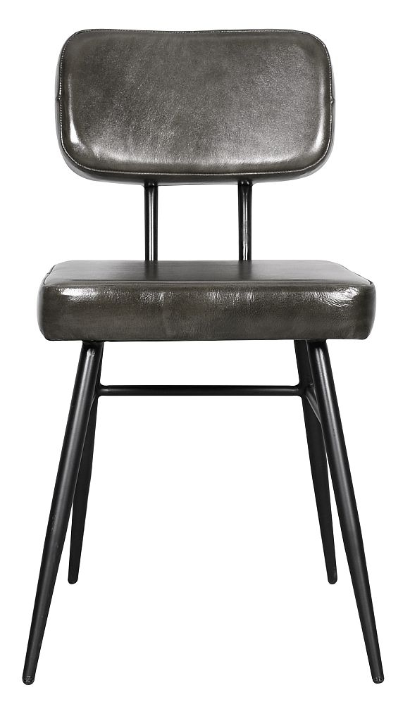 Louise Black Dining Chair Genuine Leather With Metal Legs Sold In Pairs