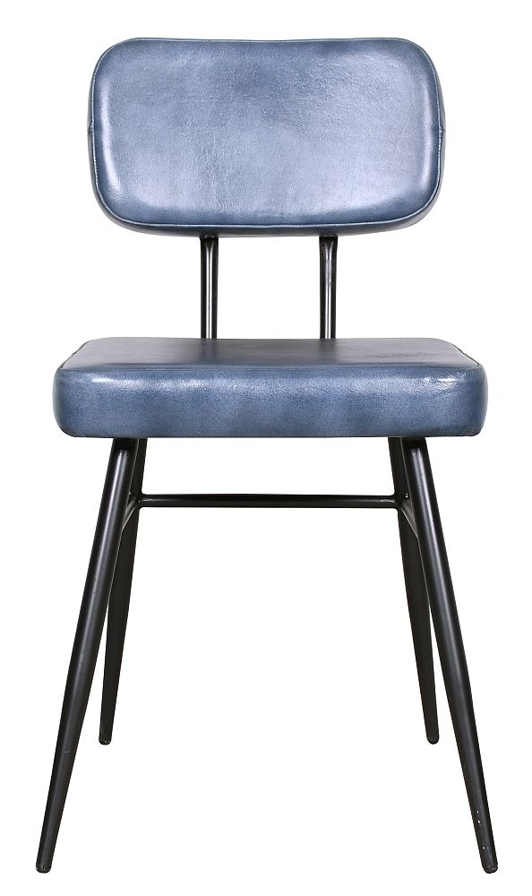 Louise Blue Dining Chair Genuine Leather With Metal Legs Sold In Pairs