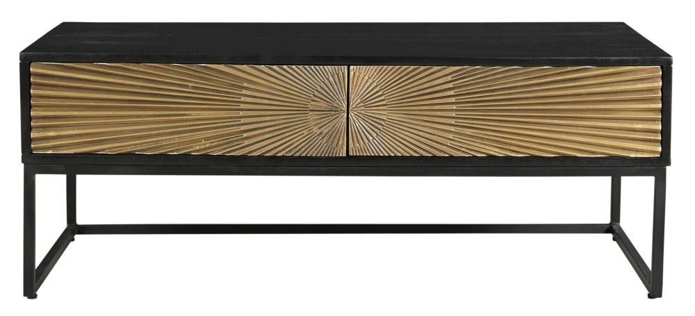 Luxe Gold Starburst Coffee Table 2 Drawers