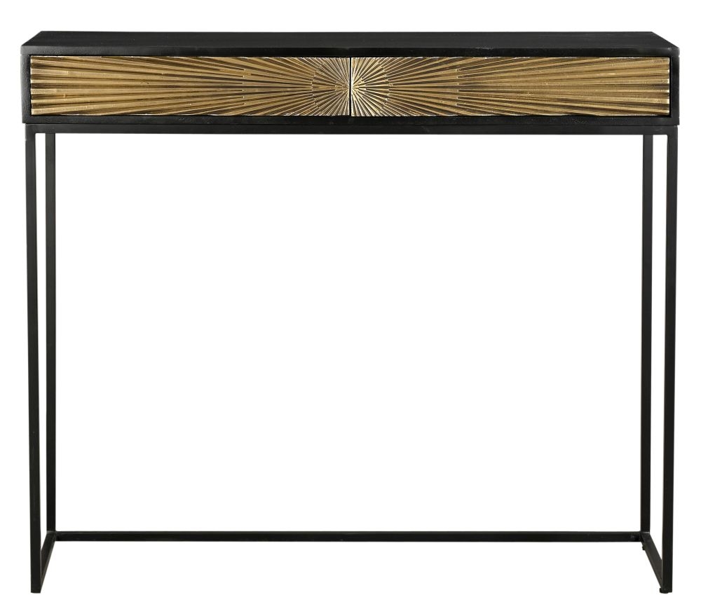 Luxe Gold Starburst Console Table 2 Drawers