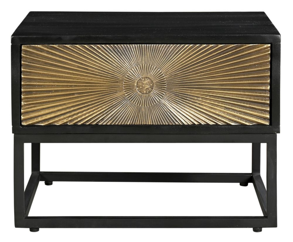 Luxe Gold Starburst Side Table 1 Drawer