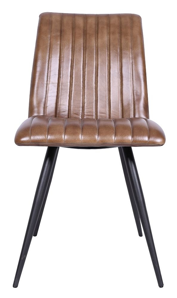 Margo Brown Dining Chair Genuine Leather With Metal Legs Sold In Pairs