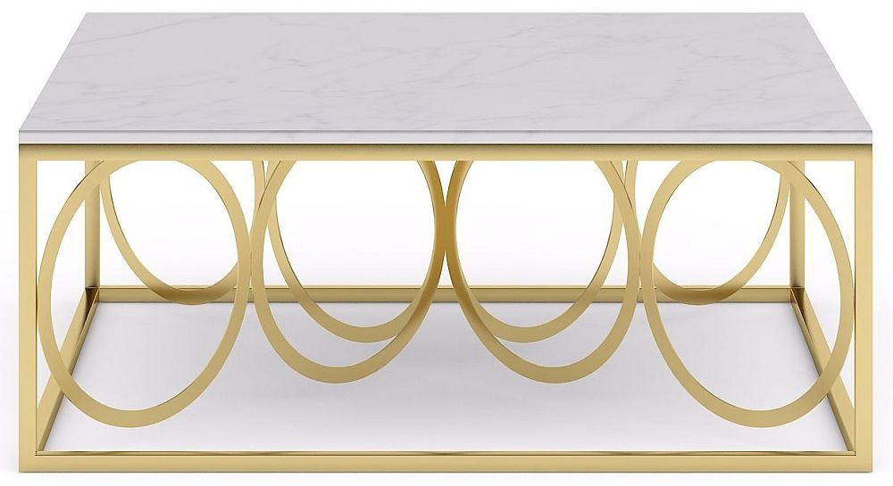 Olympia White Marble Top And Gold Coffee Table