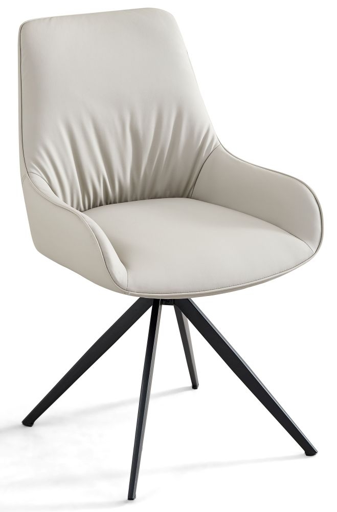 Osakis Champagne Faux Leather Swivel Dining Chair With Black Legs