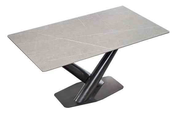 Maldon Armani Grey Sintered Stone Top 160cm Dining Table With Black V Base