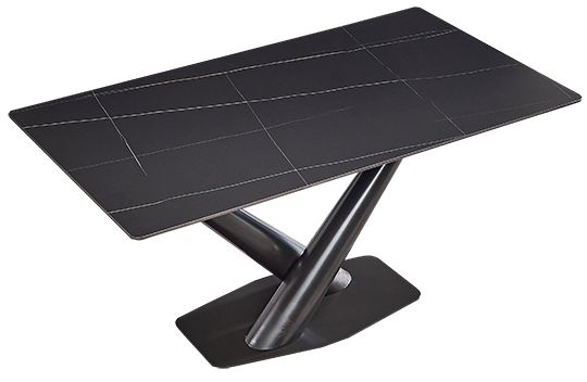 Maldon Black Lauren Sintered Stone Top With Gold Pattern 160cm Dining Table With V Base