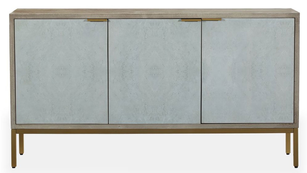 Temis Faux Marble Finish Grey Washed 3 Door Sideboard