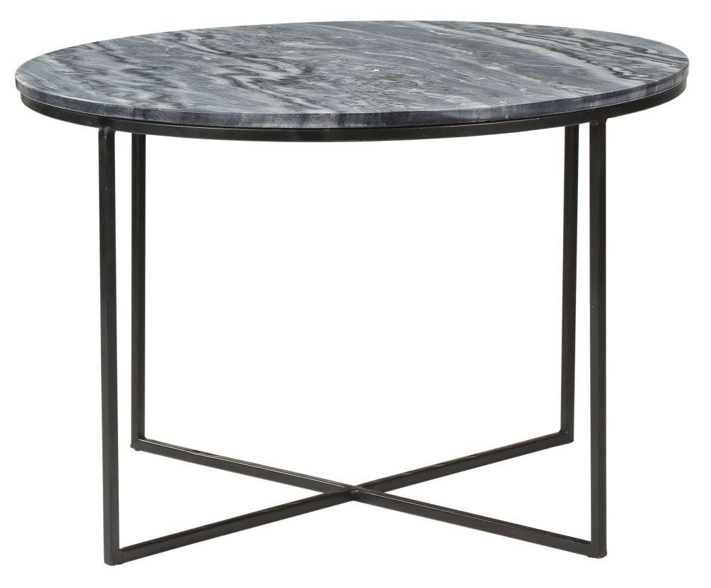 The Glam Home Black Round Coffee Table Marble Top