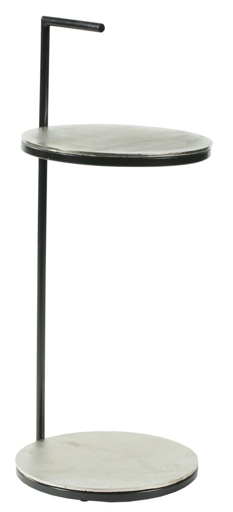 The Glam Home Black Round Side Table Aluminium Top