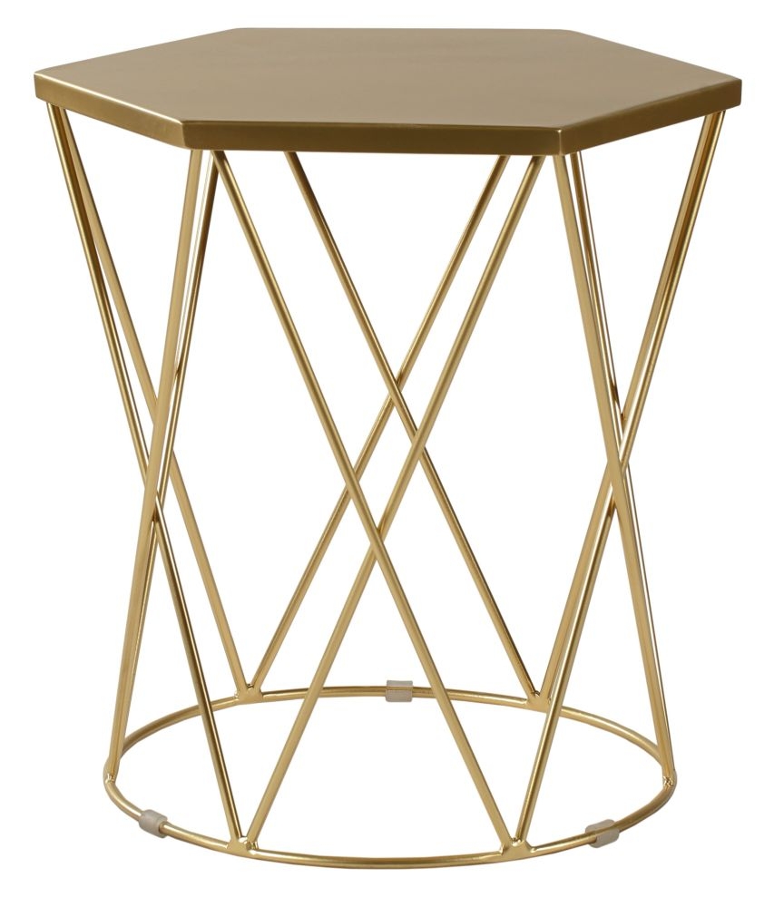 The Glam Home Gold Side Table Hexagon Top