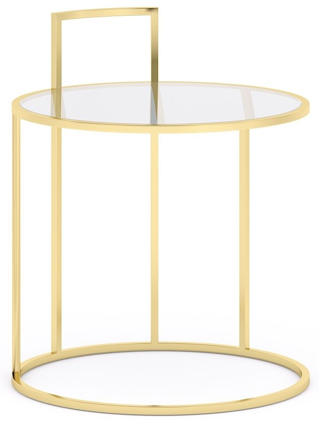 Alveare Glass And Gold Round Side Table