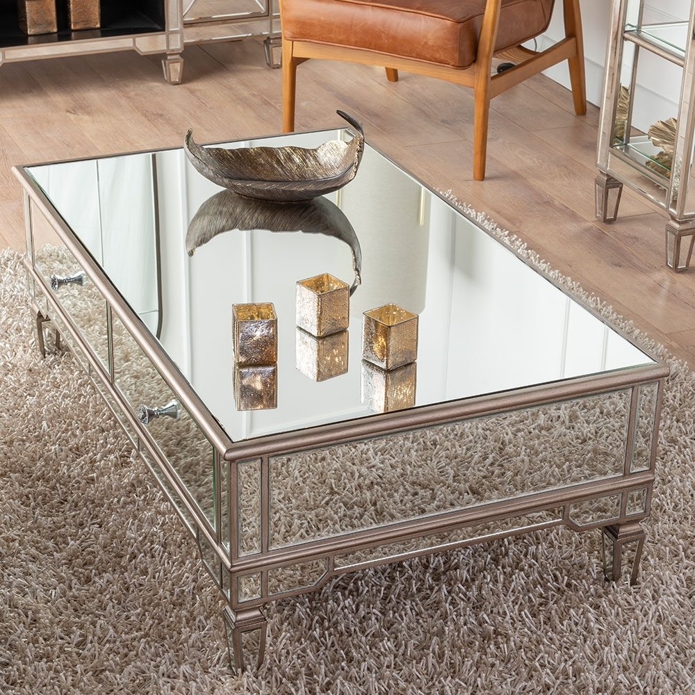 Antoinette Mirrored Coffee Table With Champagne Trim