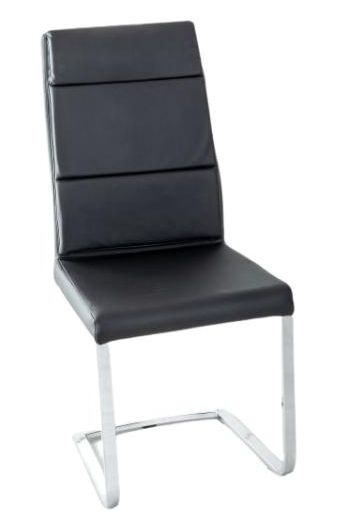 Arabella Black Dining Chair Leather Faux Pu With Stainless Steel Chrome Cantiliver Base