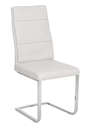 Arabella Cream Dining Chair Leather Faux Pu With Stainless Steel Chrome Cantiliver Base