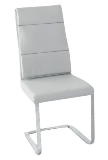 Arabella Grey Dining Chair Leather Faux Pu With Stainless Steel Chrome Cantiliver Base