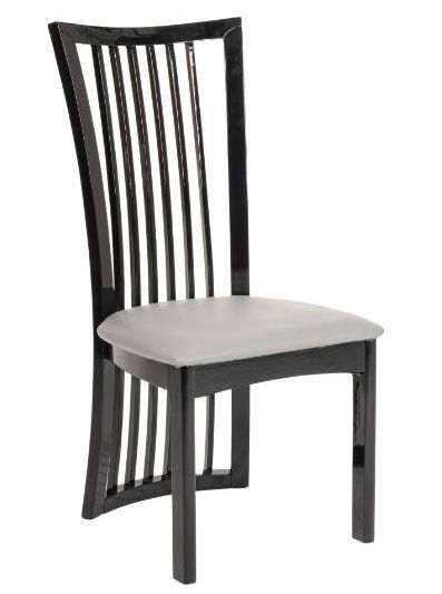 Athena Walnut Dining Chair Wooden High Gloss Slatted Back With Cream Seat Pads