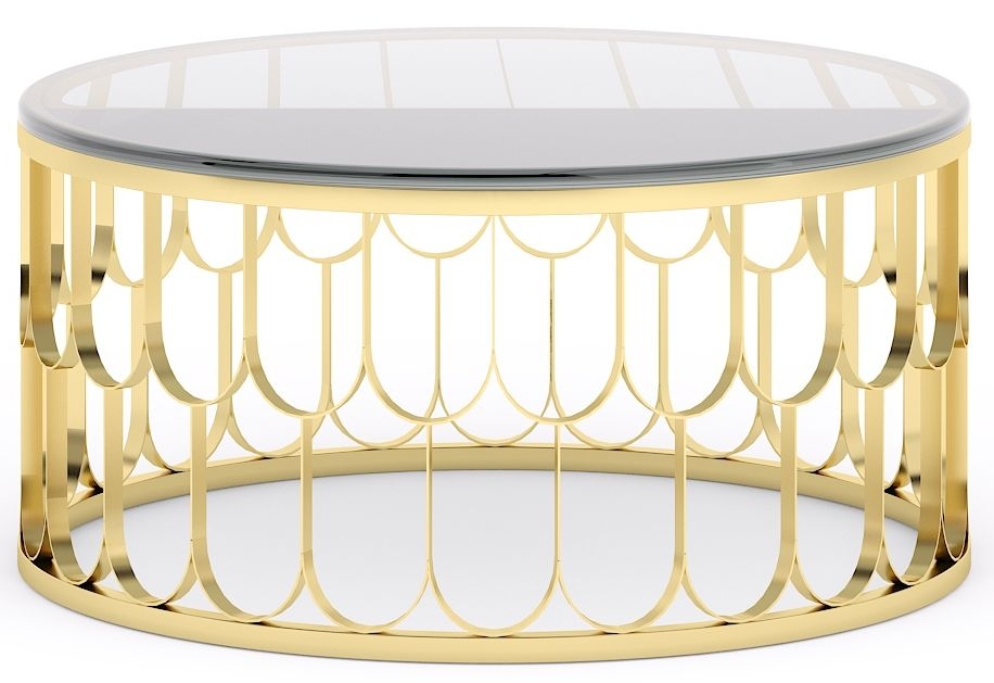 Belair Glass And Gold Round Coffee Table