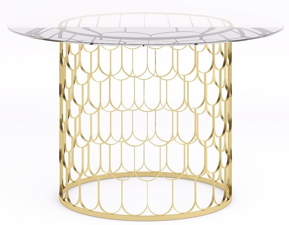 Belair Glass And Gold 120cm Round Dining Table