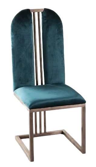 Clearance Troy Green Dining Chair Velvet Fabric Upholstered With Bronze Frame