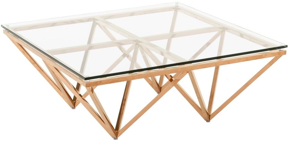 Clearance Urban Deco Prism Glass And Rose Gold Coffee Table