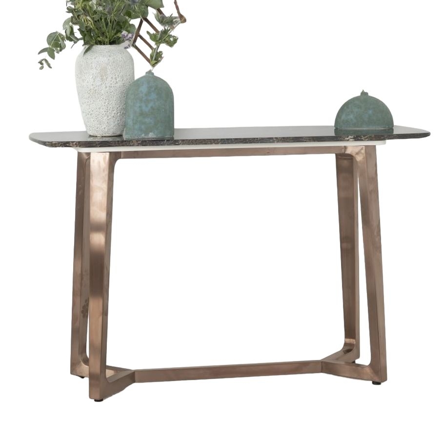 Clearance Urban Deco Aurora Brown Marble And Bronze Console Table