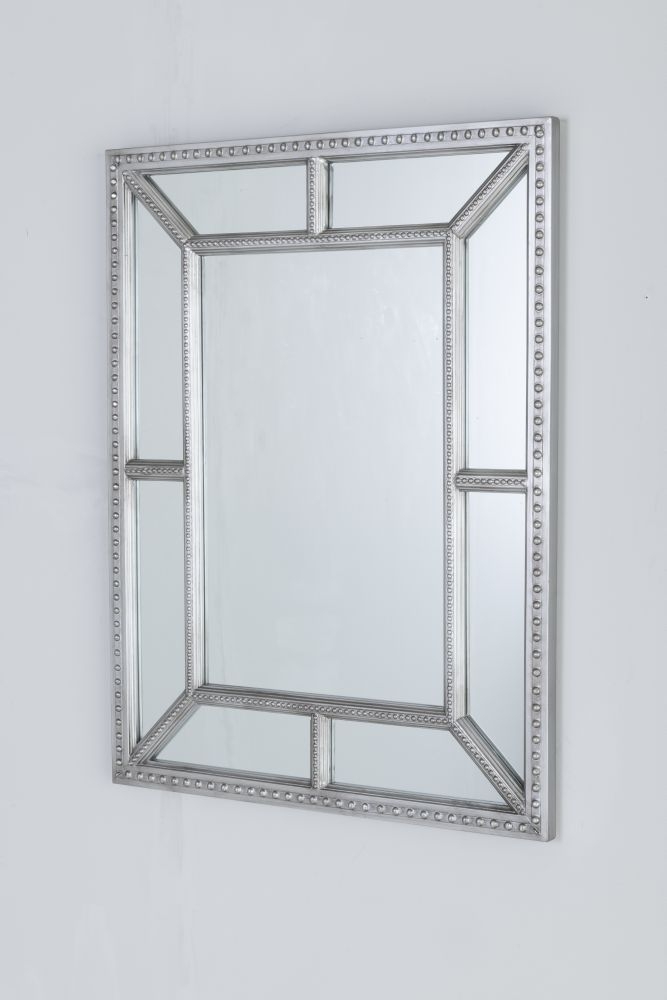 Clearance Antique Silver Trim Wall Mirror Rectangular 76cm X 100cm