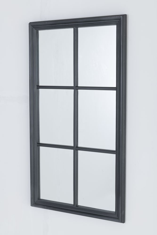 Clearance Matt Black Window Style Wall Mirror Rectangular 70cm X 125cm