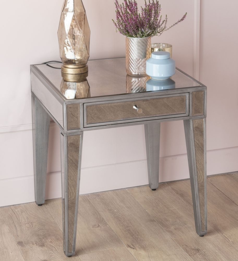 Clearance Alhambra French Aged Mirrored Side Table