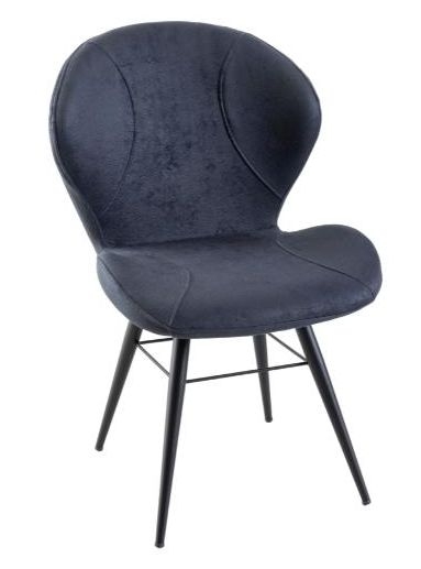 Clearance Arctic Black Dining Chair Velvet Fabric Upholstered With Round Black Metal Legs