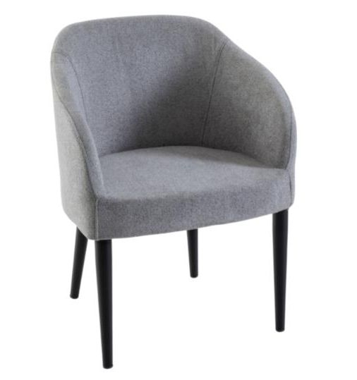 Clearance Ella Grey Dining Chair Velvet Fabric Upholstered With Round Black Wooden Legs