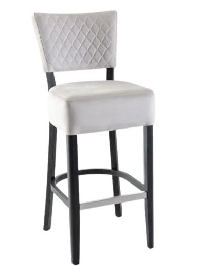 Clearance Indus Beige Velvet Quilted Diamond Stiched Barstool With Backrest